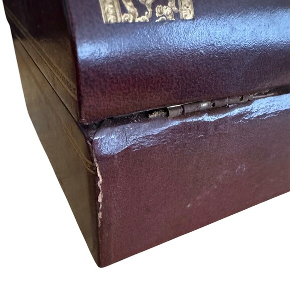 Vintage SWANK Designer Burgundy Faux Leather Jewelry Box Made in Sweden - Picture 5 of 12